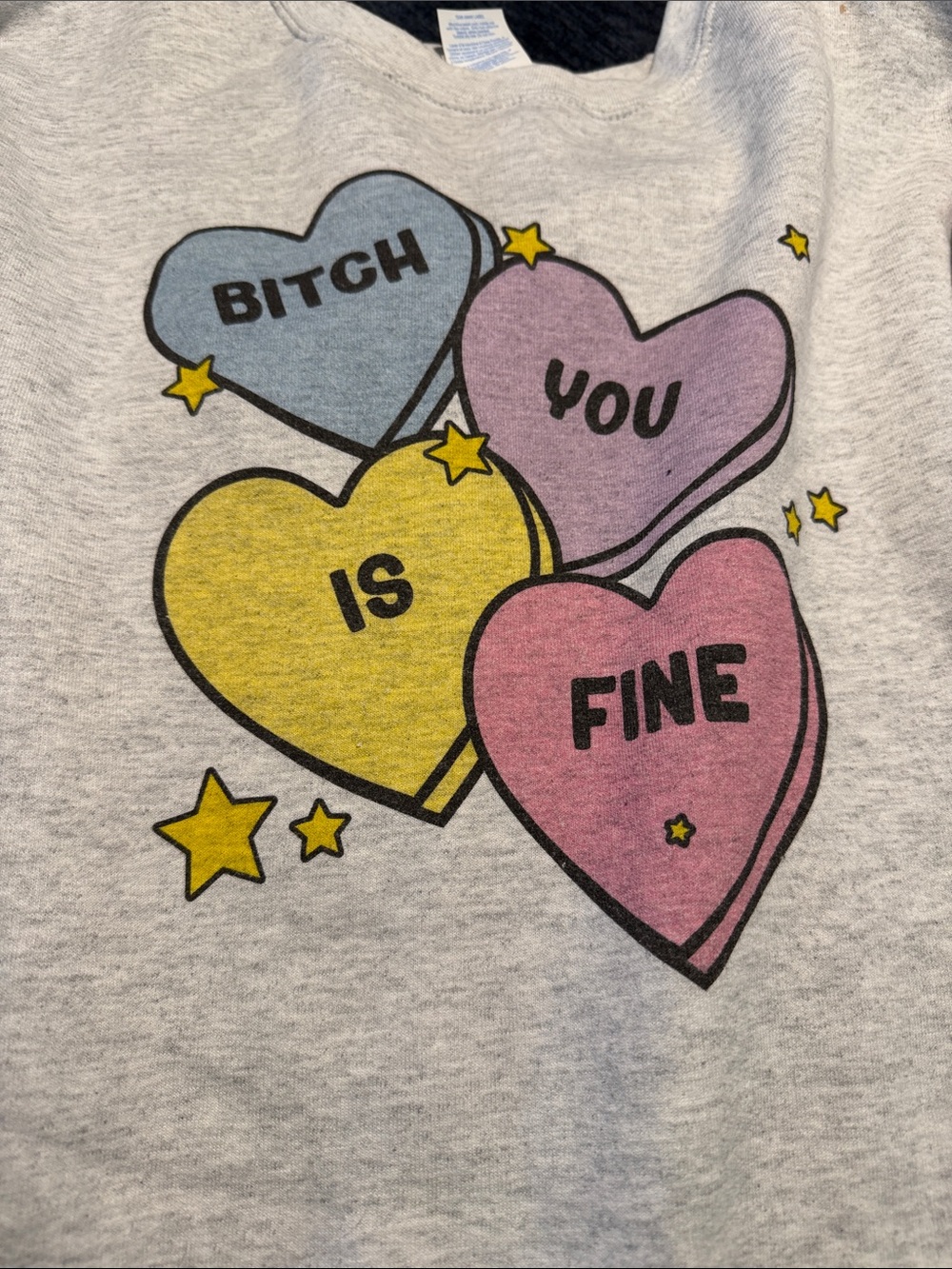 Port and Company Light Gray Crewneck with Pastel Heart Graphics - Picture 2 of 3